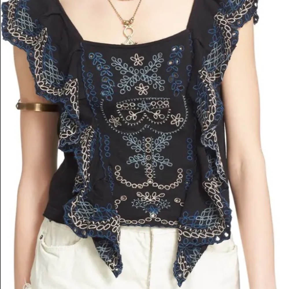 Free People Shake Baby Shake Ruffled Crop Top